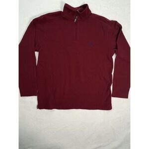 CHAPS Mens‎ L Sweater Quarter Zip Maroon Red 100% Cotton